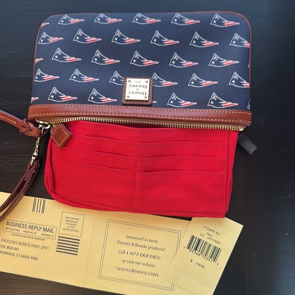 NEW Dooney & Bourke Patriots Football Navy and Brown Leather Wristlet NFL - Picture 10 of 10